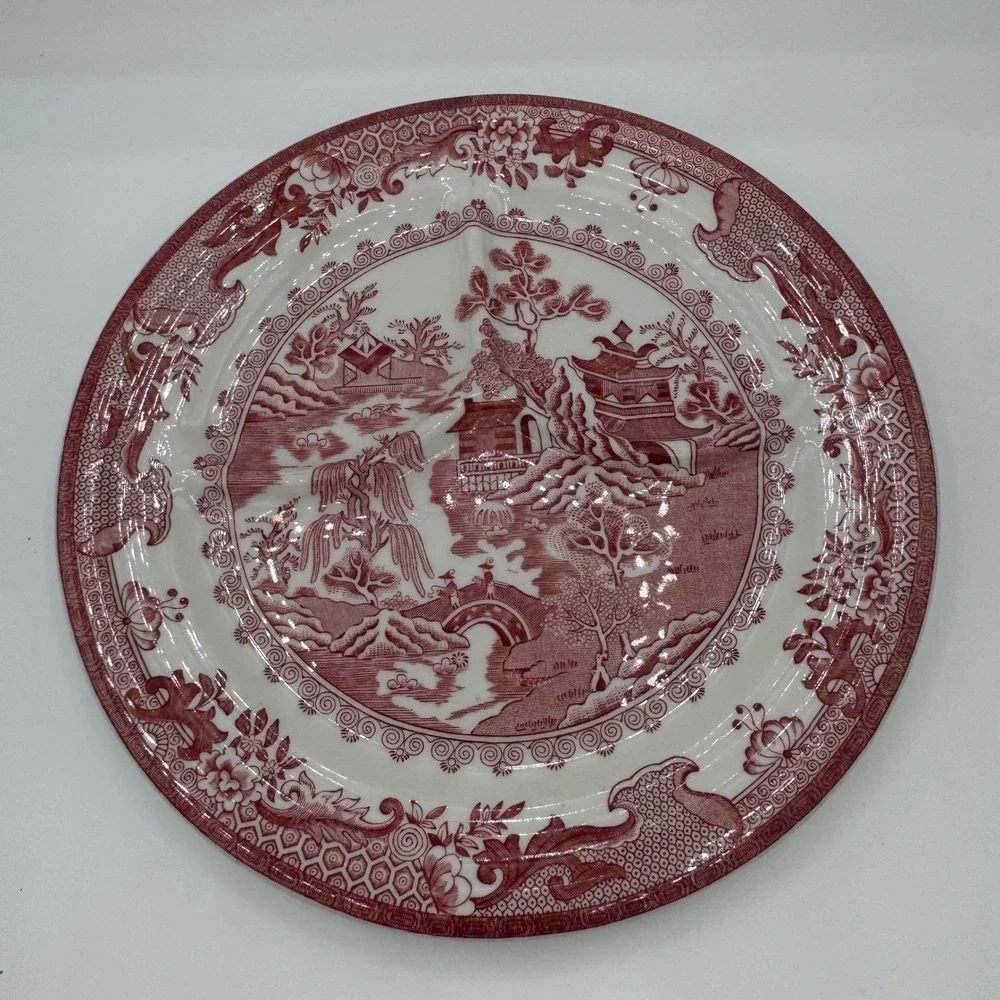 Shenango China Red Willow Divided Grill Plate Vintage Restaurant Ware 9.75in